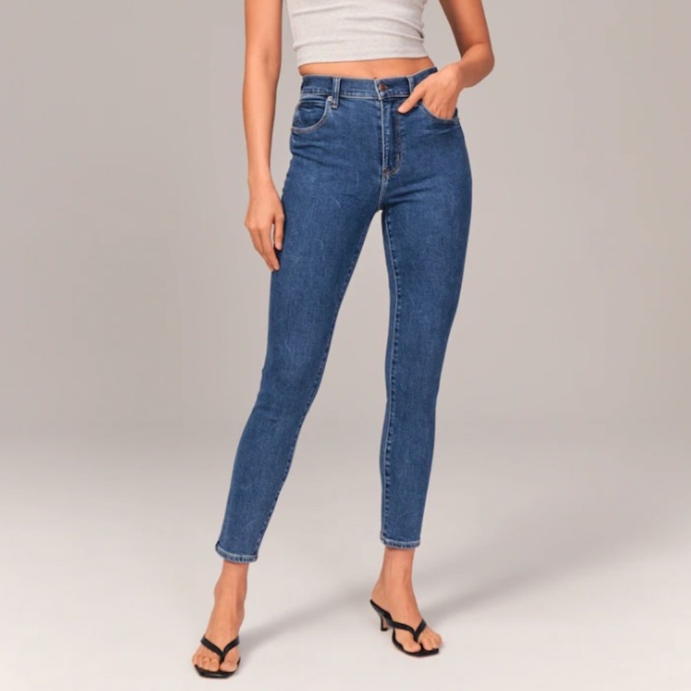 Abercrombie & Fitch High Rise Super Skinny Ankle Jean | Blue | 28